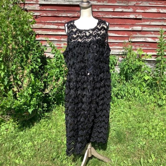 EUC Anthropologie Black Sequin Dress Sz. 16W - Picture 2 of 12